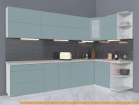 Кухня Интерлиния Мила Матте 1.5x3.0 А правая (океан/океан/травертин серый) картинка