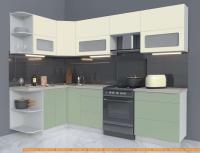 Кухня Интерлиния Мила Матте 1.5x2.7 Б левая (слоновая кость/мята/травертин сер.) картинка