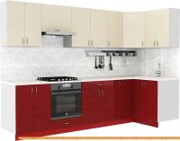 Кухня S-Company Клео глосc 1.2x3.0 правая (бургундский глянец/ваниль глянец) картинка