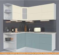 Кухня Интерлиния Мила Матте 1.5x2.0 А левая (слоновая кость/океан/опал светлый) картинка