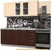 Кухня Интерлиния Мила Пластик 1.8 Б (шоколад глянец/ваниль глянец/опал светлый) картинка