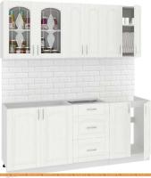 Кухня Кортекс-мебель Корнелия Ретро 1.9м без столешницы (ясень белый) картинка