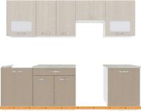 Кухня ВерсоМебель Эко-6 2.6 (крослайн латте/крослайн карамель) картинка