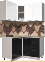 Кухня Интерлиния Мила Пластик 1.2x1.3 (черный глянец/белый глянец/опал светлый) картинка