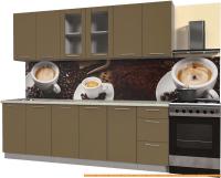 Кухня Интерлиния Мила Пластик 2.4 Б (капучино глянец/опал светлый) картинка