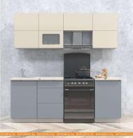 Кухня Интерлиния Мила Матте 2.1 Б (слоновая кость/океан/опал светлый) картинка