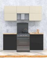 Кухня Интерлиния Мила Матте 1.8 Б (слоновая кость/пепел/травертин серый) картинка