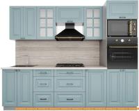 Кухня Интерлиния Мила Деко 2.6 (океан-океан-травертин серый) картинка