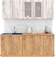 Кухня Интерлиния Мила 20 (дуб белый-дуб золотой-дуб бунратти) картинка