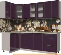 Кухня Интерлиния Мила Пластик 1.2x2.3 (слива глянец/опал светлый) картинка