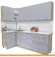 Кухня Интерлиния Мила 12x25 (серебристый-бетон-бискайская сосна) картинка