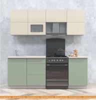 Кухня Интерлиния Мила Матте 2.1 Б (слоновая кость/мята/травертин серый) картинка