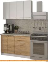 Кухня Кастанье Марта 1.2 (белый глянец/дуб крафт золотой матовый) картинка