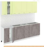 Кухня Кортекс-мебель Корнелия Лира 2.4 без столешницы (салатовый/оникс) картинка