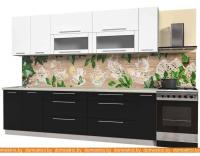 Кухня Интерлиния Мила Пластик 2.7 В (черный глянец-белый глянец-опал светлый) картинка