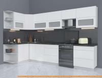 Кухня Интерлиния Мила Матте 1.5x3.4 Б левая (белый/белый/кастилло темный) картинка