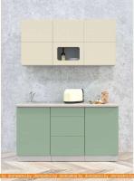 Кухня Интерлиния Мила Матте 1.5 А (слоновая кость/мята/травертин серый) картинка