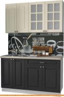 Кухня Интерлиния Мила Деко 1.4 А (пепел/слоновая кость/травертин серый) картинка