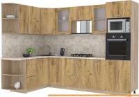 Кухня Интерлиния Мила 1.68x2.8 левая (дуб золотой-дуб золотой-малага) картинка