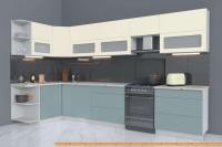 Кухня Интерлиния Мила Матте 1.5x3.6 Б левая (слоновая кость/океан/опал светлый) картинка