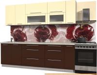 Кухня Интерлиния Мила Пластик 2.5 В (шоколад глянец/ваниль глянец/опал светлый) картинка