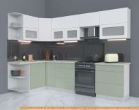 Кухня Интерлиния Мила Матте 1.5x2.9 Б левая (белый/мята/опал светлый) картинка