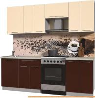 Кухня Интерлиния Мила Пластик 2.3 А (шоколад глянец/ваниль глянец/опал светлый) картинка