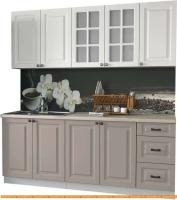 Кухня Интерлиния Мила Деко 2.0 А (белый/луна/травертин серый) картинка