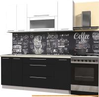 Кухня Интерлиния Мила Пластик 1.0 В (черный глянец/белый глянец/опал светлый) картинка