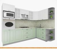 Кухня Интерлиния Мила Деко 1.68x2.8 правая (белый-мят-опал светлый) картинка