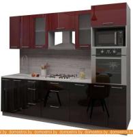 Кухня Интерлиния Мила Gloss 2.8 (бордовый-черный) картинка