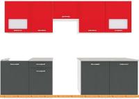 Кухня ВерсоМебель Эко-5 2.8 (антрацит/красный чили) картинка