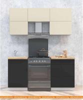 Кухня Интерлиния Мила Матте 1.7 Б (слоновая кость/пепел/травертин серый) картинка