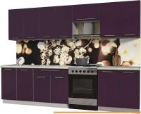 Кухня Интерлиния Мила Пластик 3.0 А (слива глянец/опал светлый) картинка
