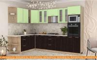 Кухня Интерлиния Мила 1.88x3.0 левая (салатовый-дуб венге-малага) картинка