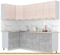 Кухня Интерлиния Мила Лайт 1.2x2.4 (вудлайн кремовый-бетон-бискайская сосна) картинка