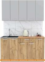 Кухня Интерлиния Мила Лайт 1.5 (серебристый-дуб золотой-дуб бунратти) картинка