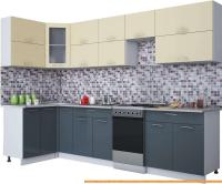 Кухня Интерлиния Мила Gloss 50-12x30 (ваниль/асфальт глянец) картинка