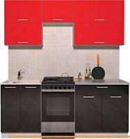 Кухня Интерлиния Мила Gloss 50-19 (красный/черный глянец) картинка