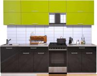 Кухня Интерлиния Мила Gloss 50-26 (яблоко/черный) картинка