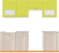 Кухня ВерсоМебель Эко-5 2.2 (ясень шимо светлый/зеленый лайм) картинка