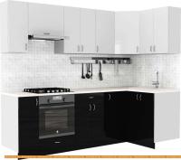 Кухня S-Company Клео глосc 1.2x2.5 правая (черный глянец/белый глянец) картинка