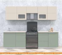 Кухня Интерлиния Мила Матте 2.7 Б (слоновая кость/мята/травертин серый) картинка