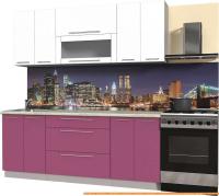 Кухня Интерлиния Мила Пластик 1.3 В (гортензия глянец/белый глянец/опал светл.) картинка