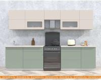 Кухня Интерлиния Мила Матте 3.1 Б (слоновая кость/мята/травертин серый) картинка