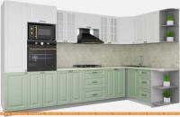 Кухня Интерлиния Мила Деко 1.68x3.4 правая (белый-мята-опал светлый) картинка