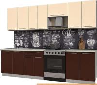 Кухня Интерлиния Мила Пластик 2.7 А (шоколад глянец/ваниль глянец/опал светлый) картинка