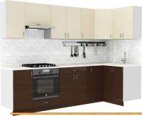 Кухня S-Company Клео глосc 1.2x2.8 правая (коричневый глянец/ваниль глянец) картинка