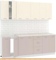 Кухня Кортекс-мебель Корнелия Лира 2.2м (крем/капучино/королевский опал) картинка