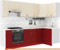 Кухня S-Company Клео глосc 1.2x2.7 правая (бургундский глянец/ваниль глянец) картинка